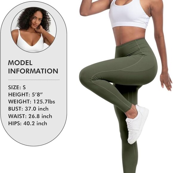 Leggings with Pockets for Women, 6 Packs Soft High Waisted Tummy Control Workout - Picture 6 of 6